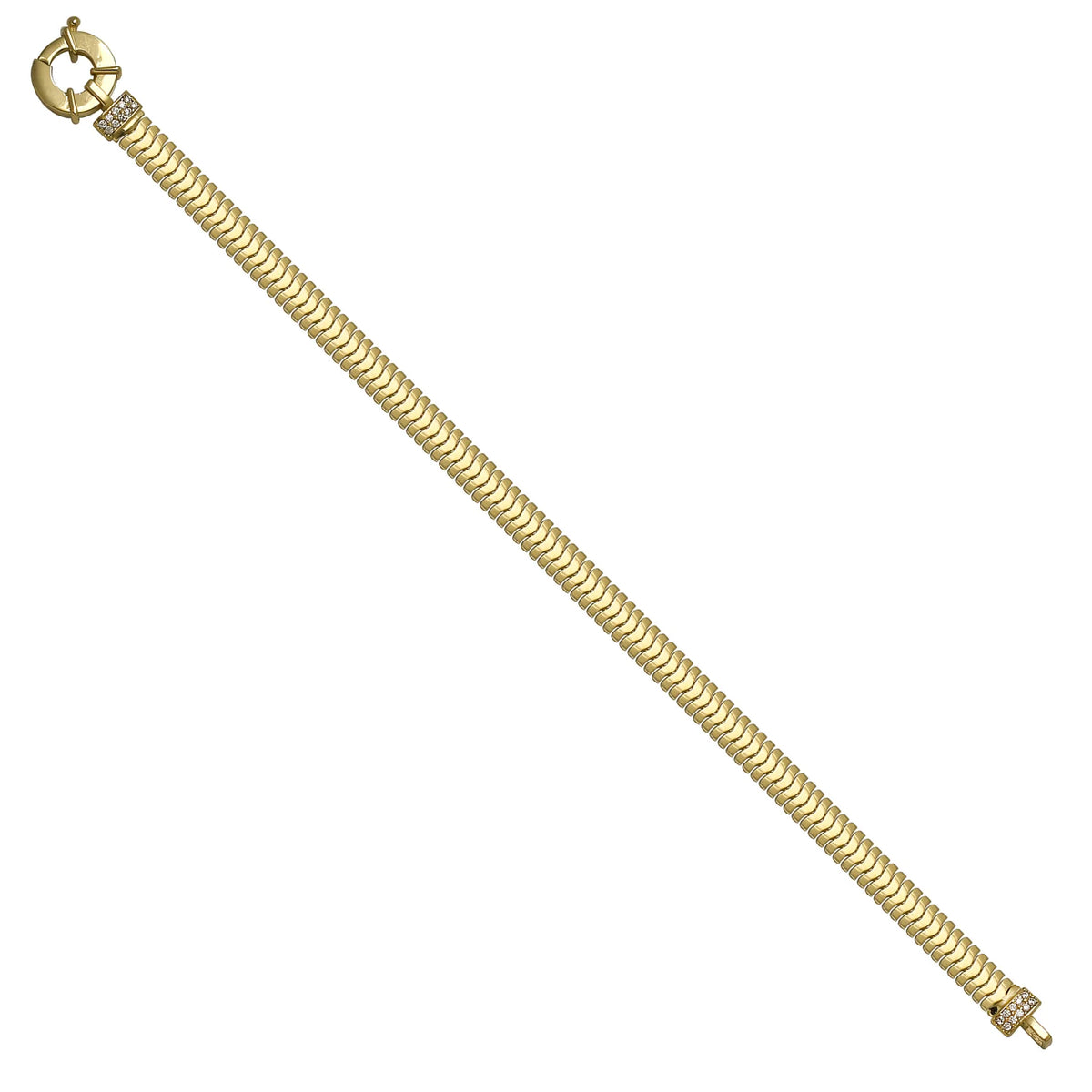 Solid gold braided bracelet, 7.35 g — shown at an angle across the frame.