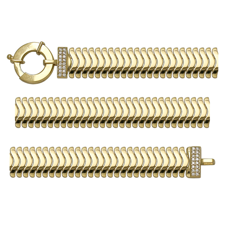 Solid gold braided bracelet, 13.65 g — shown in three rows across the frame.