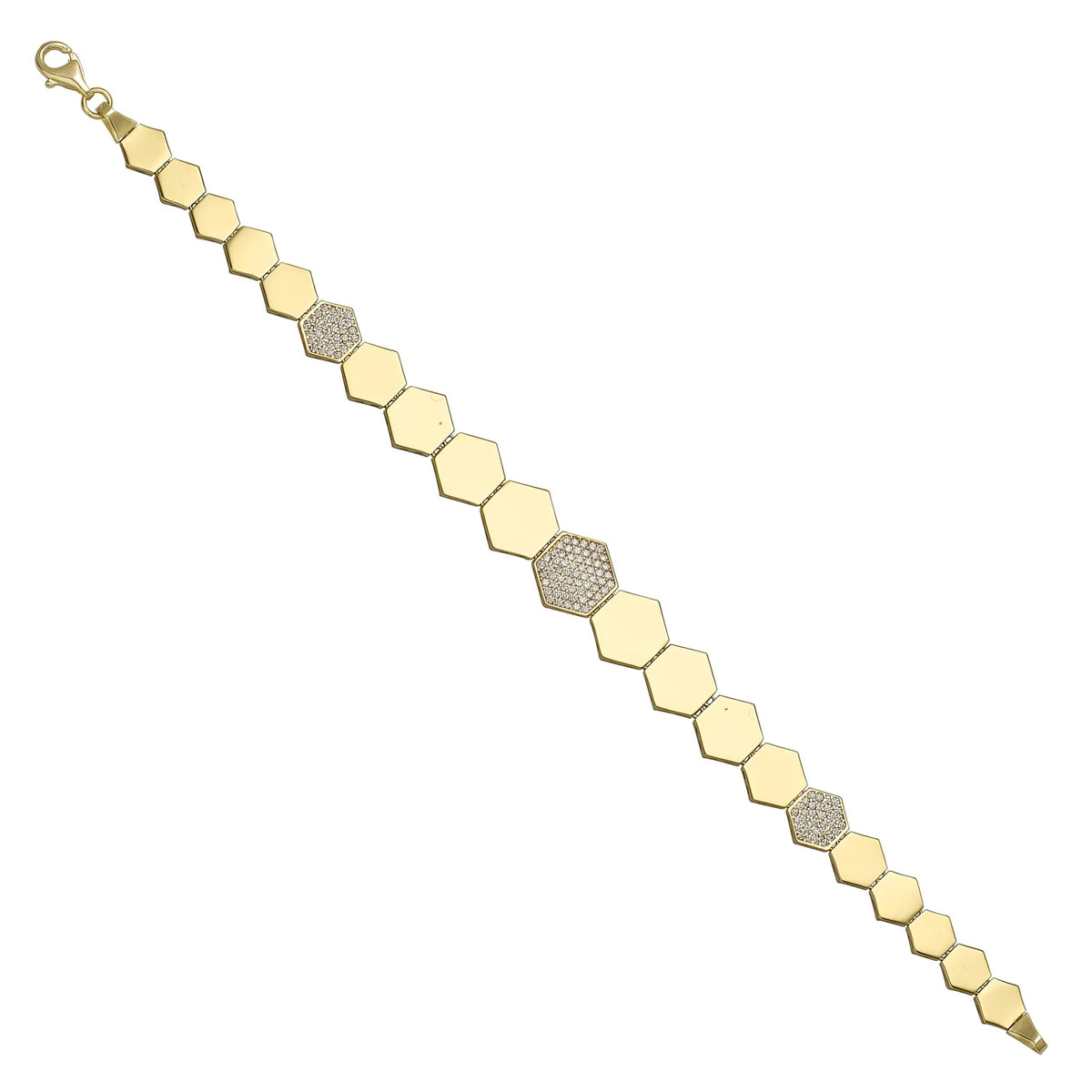 Solid gold honeycomb bracelet, 11.45 g — shown at an angle across the frame.