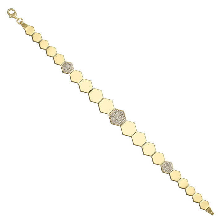Solid gold honeycomb bracelet, 11.45 g — shown at an angle across the frame.