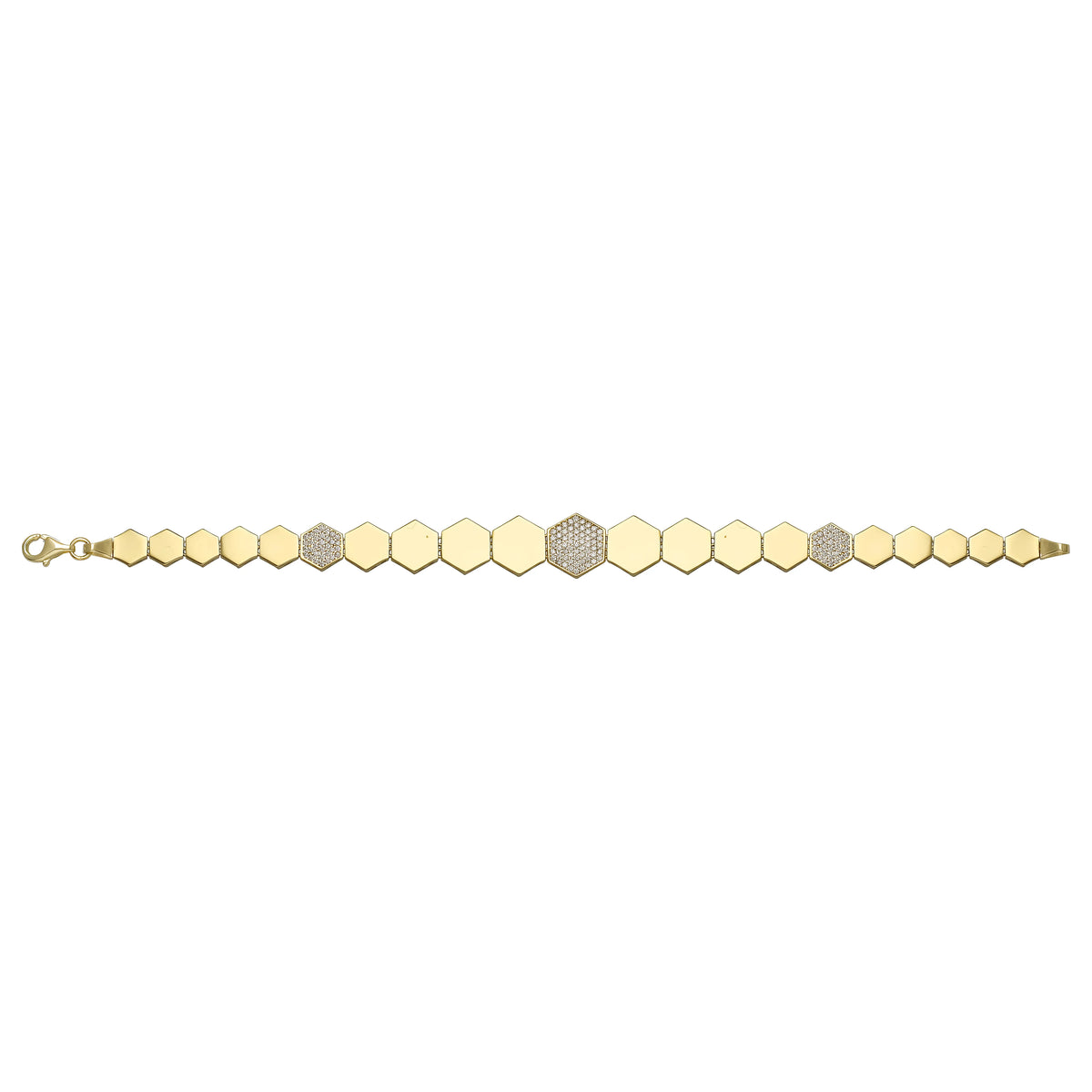 Solid gold honeycomb bracelet, 11.45 g — shown square on a plain background.
