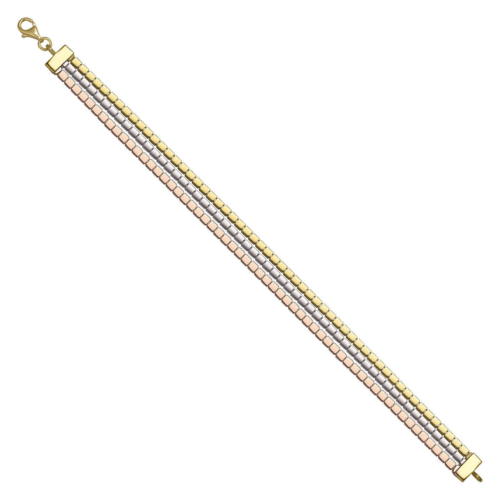 Solid gold brick link bracelet, 10.50 g — shown at an angle across the frame.