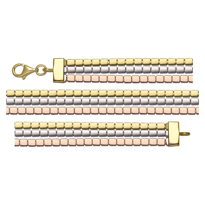 Solid gold brick link bracelet, 10.50 g — shown in three rows across the frame.