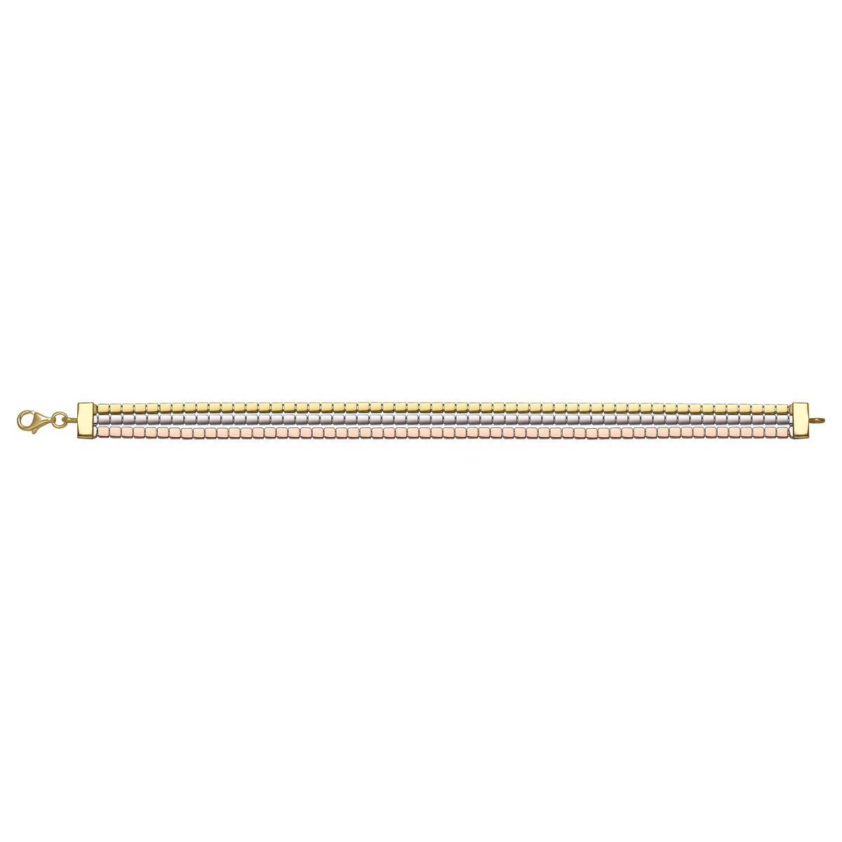 Solid gold brick link bracelet, 10.50 g — shown square on a plain background.