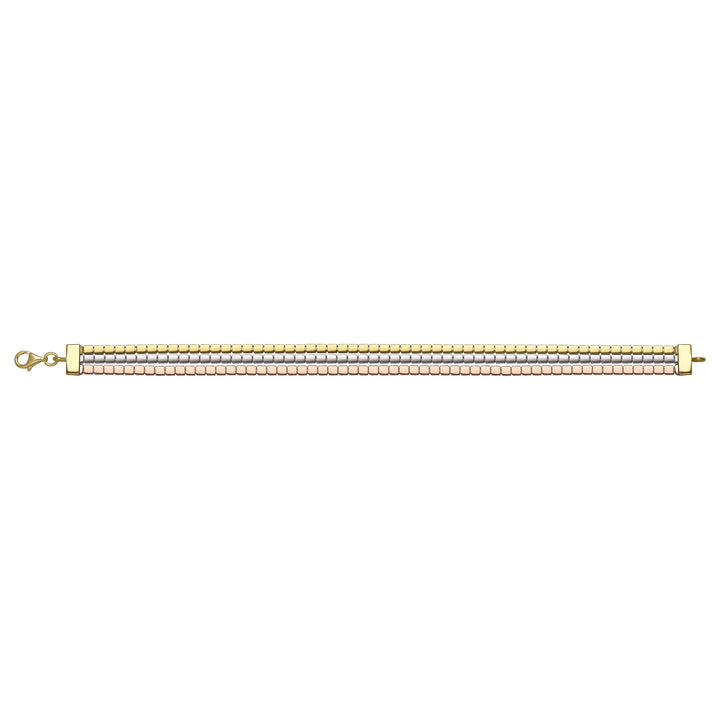 Solid gold brick link bracelet, 10.50 g — shown square on a plain background.