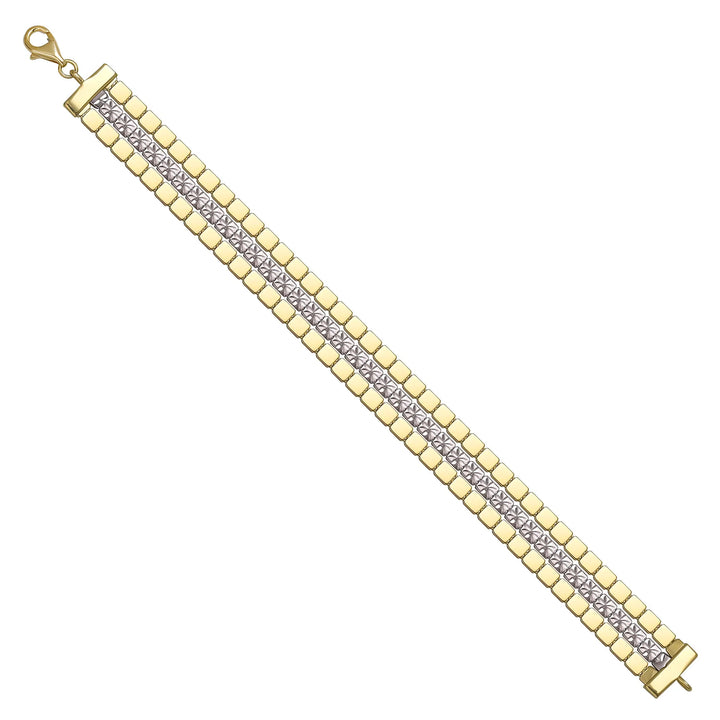 Solid gold brick link bracelet, 12.20 g — shown at an angle across the frame.
