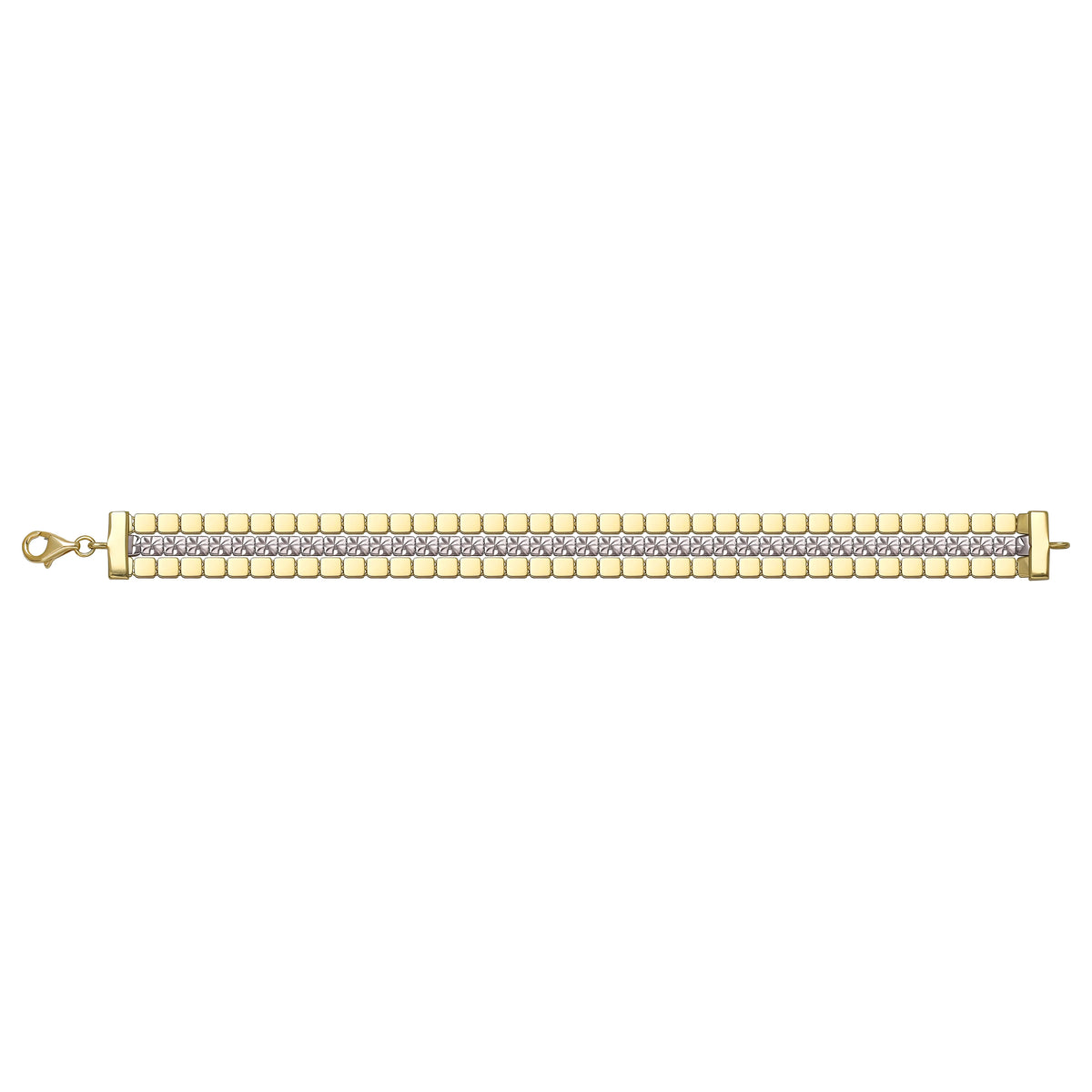 Solid gold brick link bracelet, 12.20 g — shown square on a plain background.