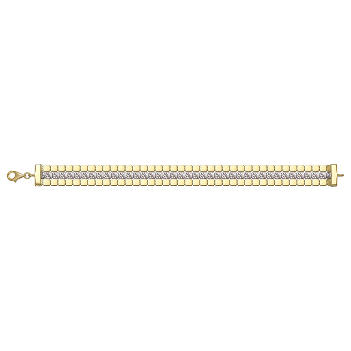 Solid gold brick link bracelet, 12.20 g — shown square on a plain background.
