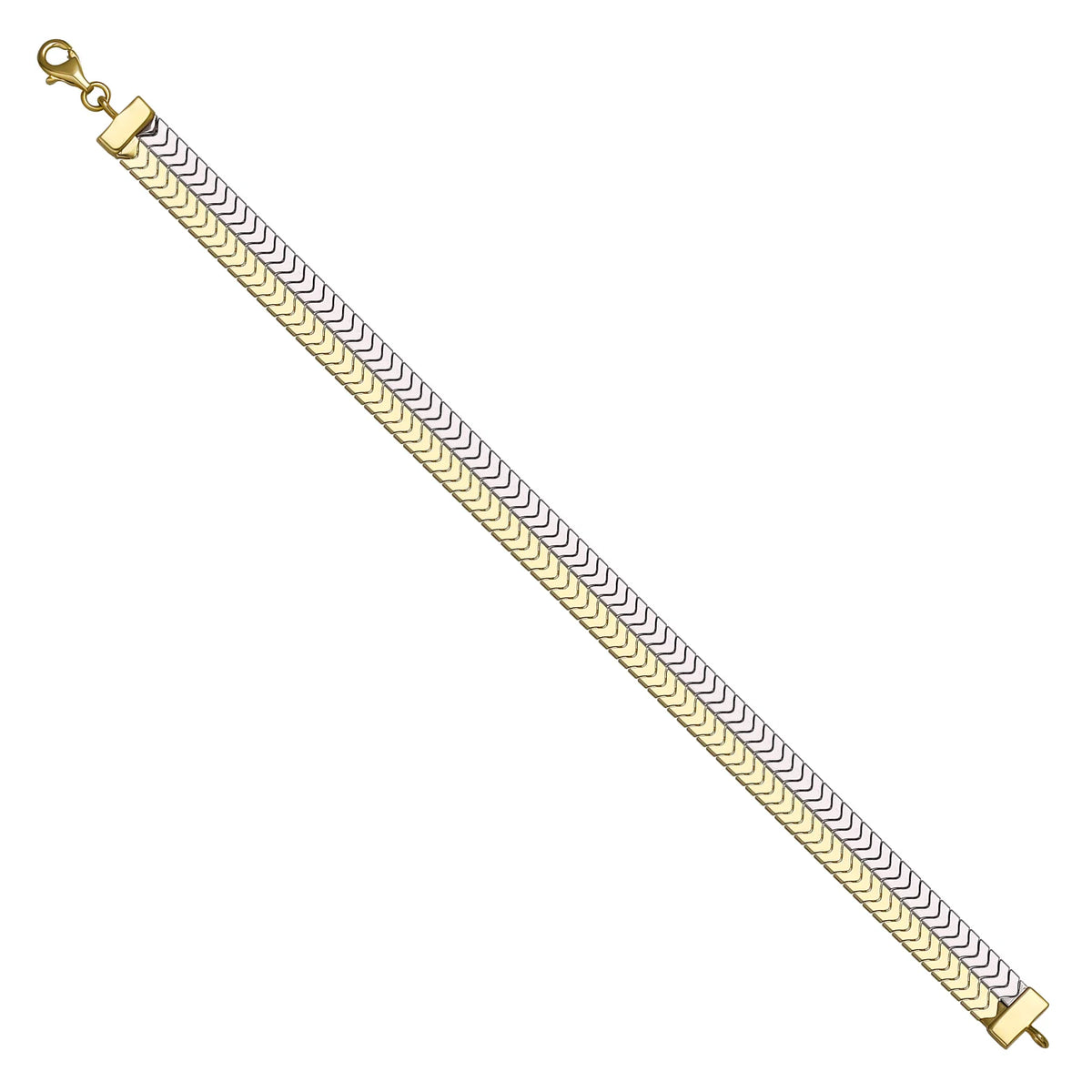 Solid gold herringbone bracelet, 10.00 g — shown at an angle across the frame.