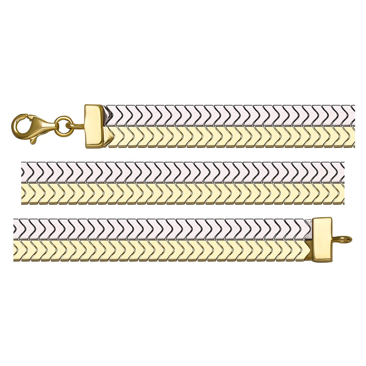 Solid gold herringbone bracelet, 10.00 g — shown in three rows across the frame.