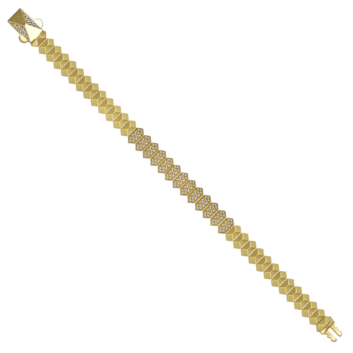 Solid gold fancy link bracelet, 14.00 g — shown at an angle across the frame.