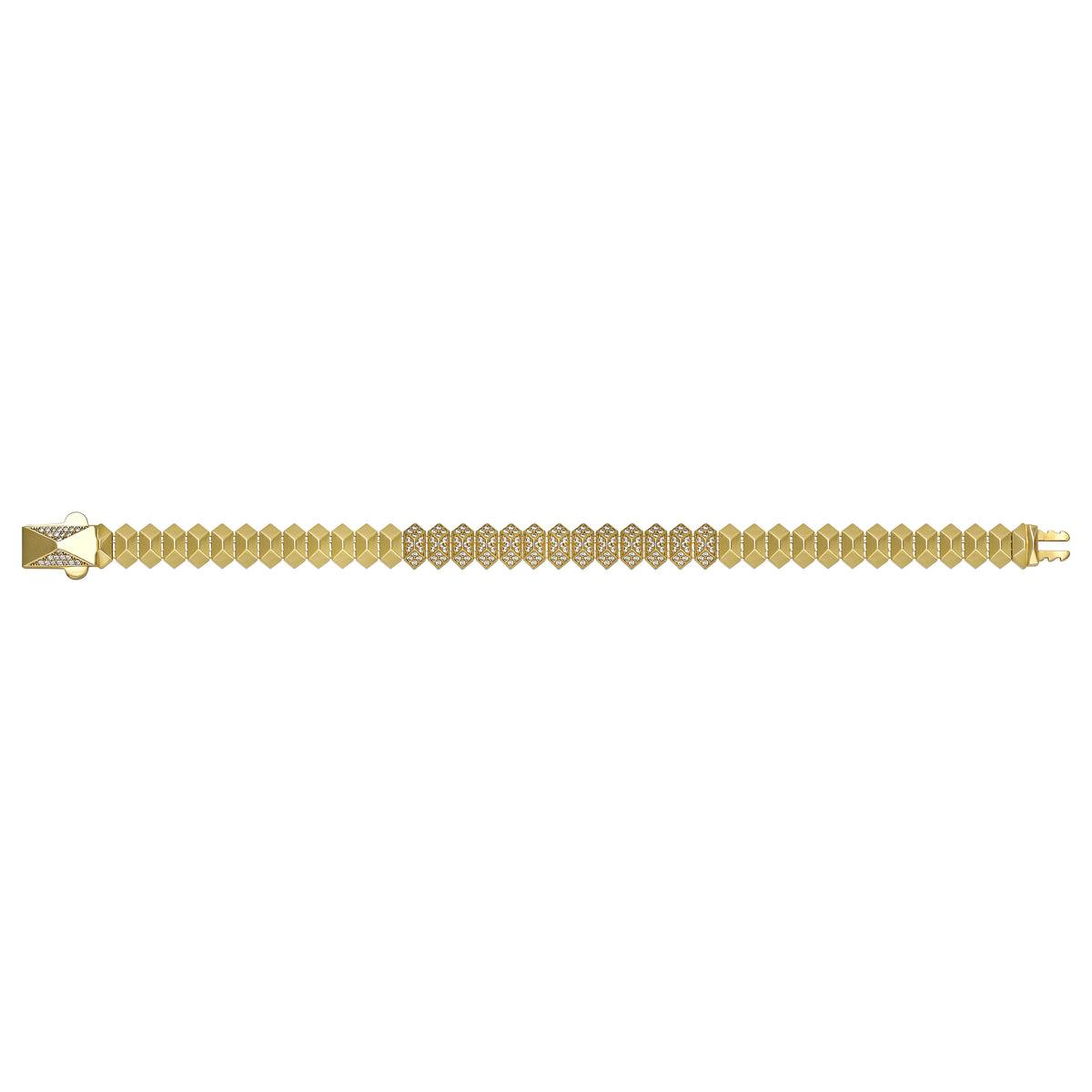 Solid gold fancy link bracelet, 14.00 g — shown square on a plain background.