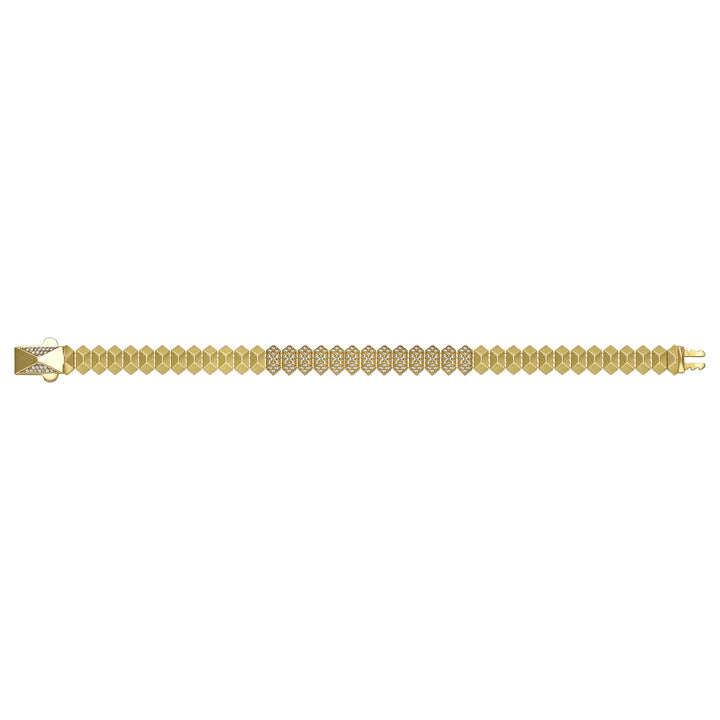 Solid gold fancy link bracelet, 14.00 g — shown square on a plain background.