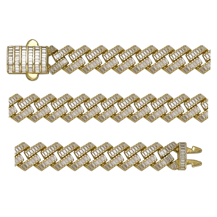Solid gold curb bracelet, 24.00 g — shown in three rows across the frame.