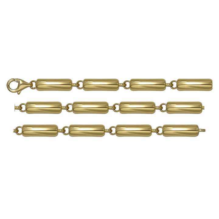 Solid gold bar link bracelet, 6.60 g — shown in three rows across the frame.