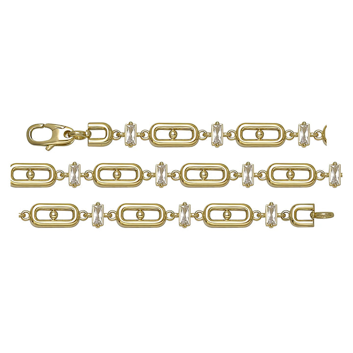 Solid gold fancy link bracelet, 5.50 g — shown in three rows across the frame.