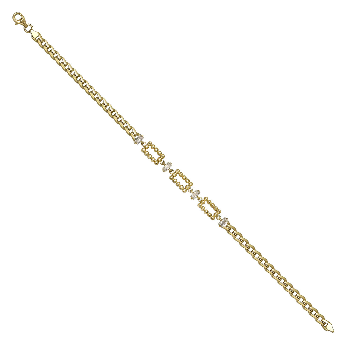 Solid gold bead bracelet, 5.65 g — shown at an angle across the frame.