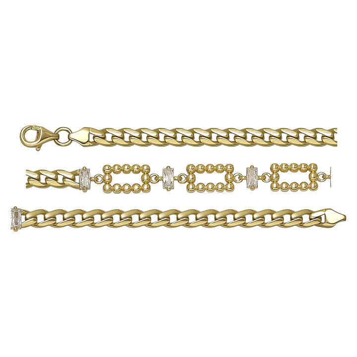 Solid gold bead bracelet, 5.65 g — shown in three rows across the frame.