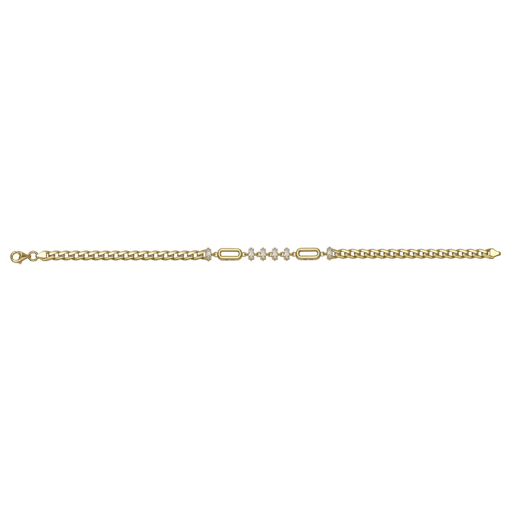 Solid gold fancy link bracelet, 5.15 g — shown square on a plain background.