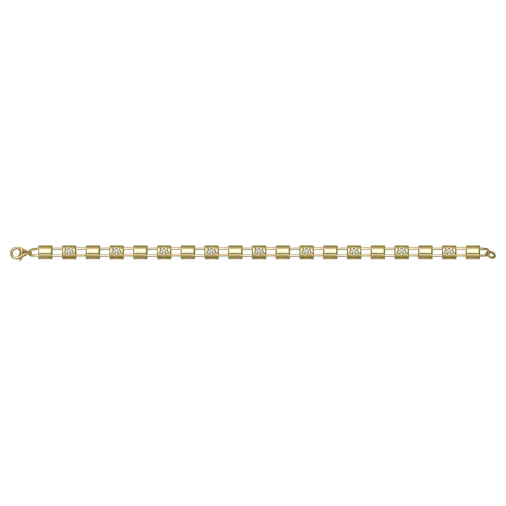 Solid gold bar link bracelet, 7.25 g — shown square on a plain background.