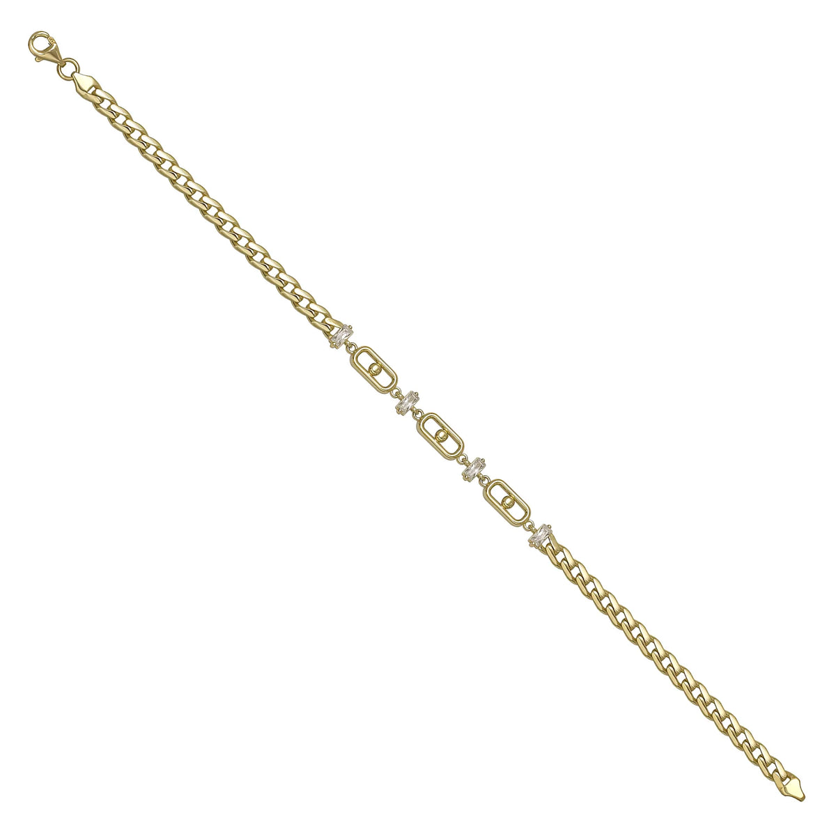 Solid gold fancy link bracelet, 5.05 g — shown at an angle across the frame.