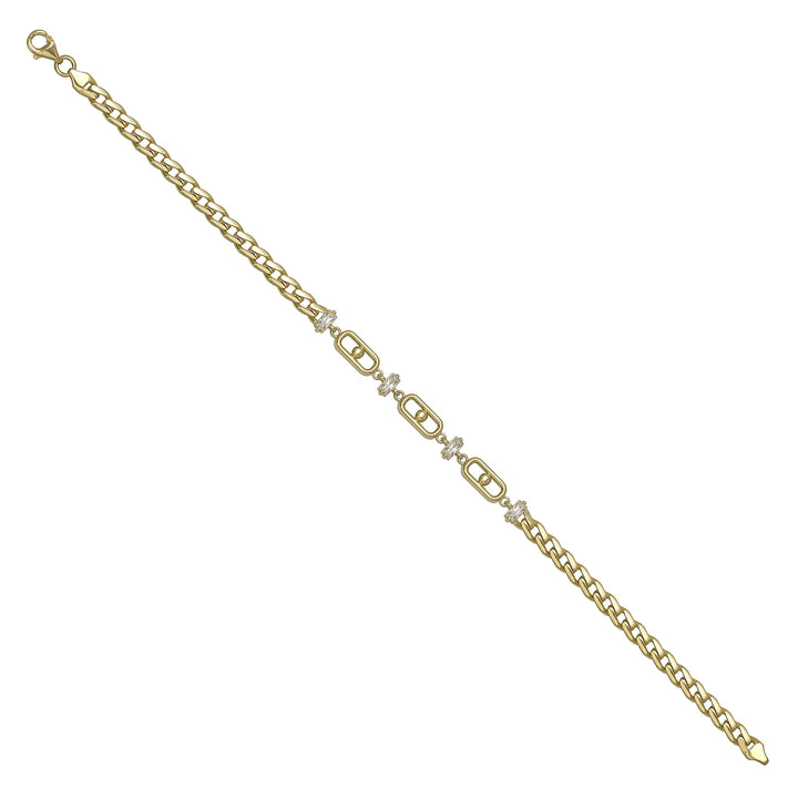 Solid gold fancy link bracelet, 5.05 g — shown at an angle across the frame.