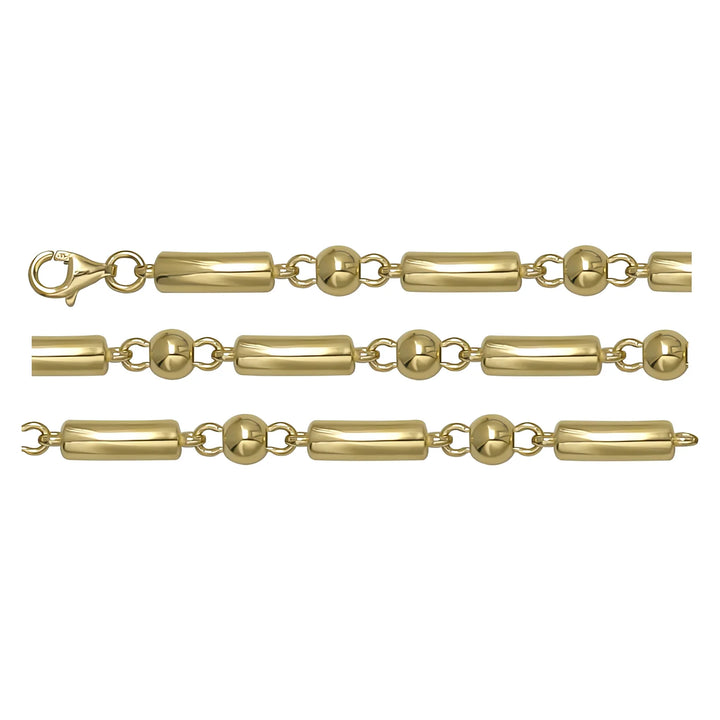Solid gold bead bracelet, 6.25 g — shown in three rows across the frame.