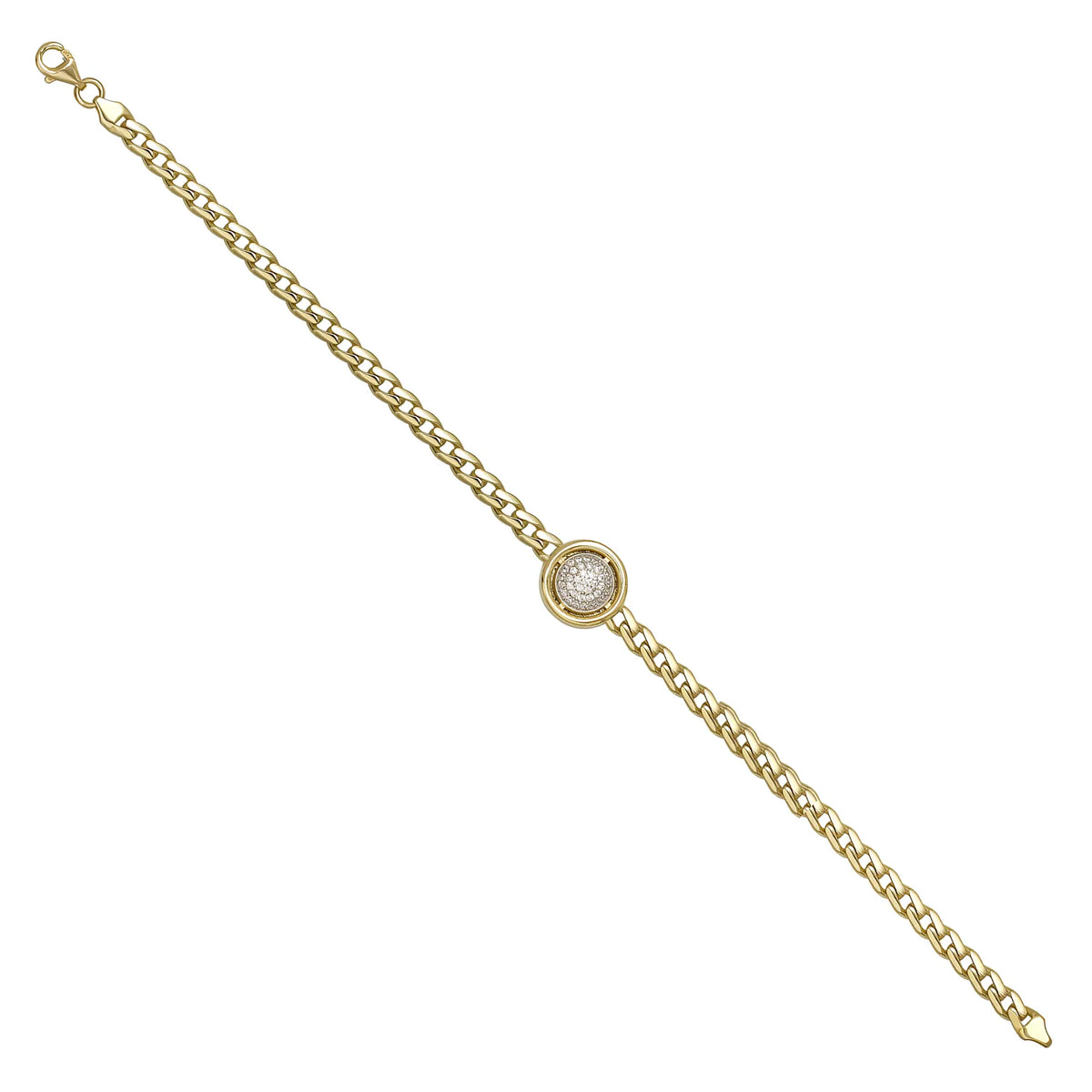 Solid gold curb bracelet, 5.85 g — shown at an angle across the frame.