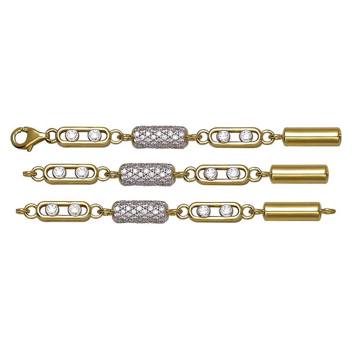 Solid gold id bracelet, 10.25 g — shown in three rows across the frame.