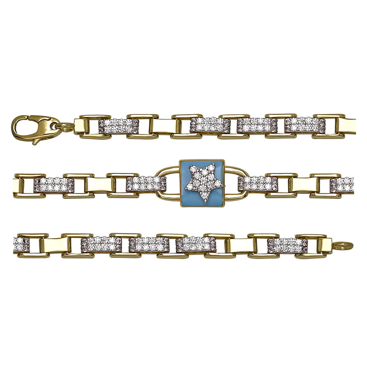 Solid gold mariner bracelet, 9.65 g — shown in three rows across the frame.