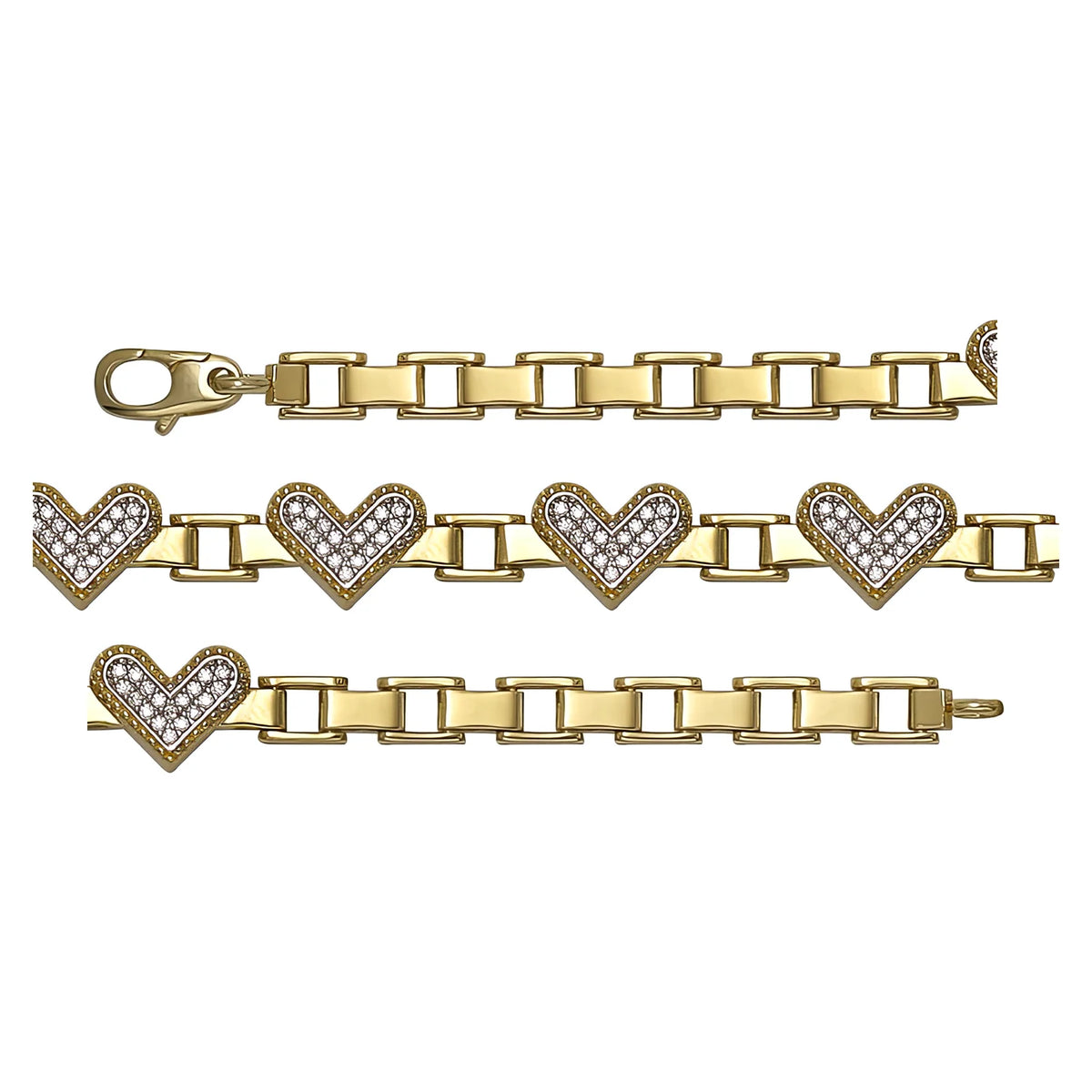 Solid gold mariner bracelet, 9.10 g — shown in three rows across the frame.