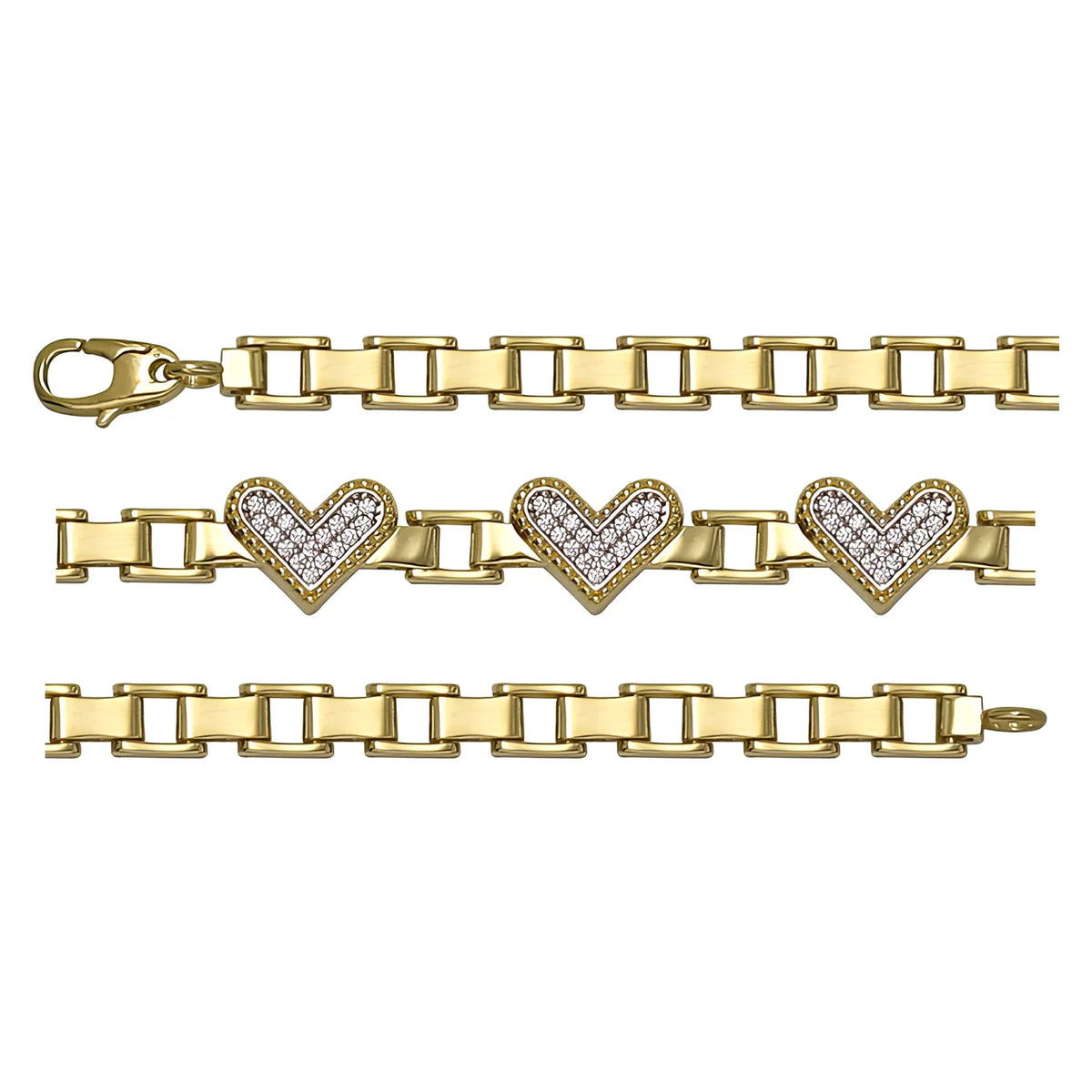 Solid gold mariner bracelet, 8.55 g — shown in three rows across the frame.