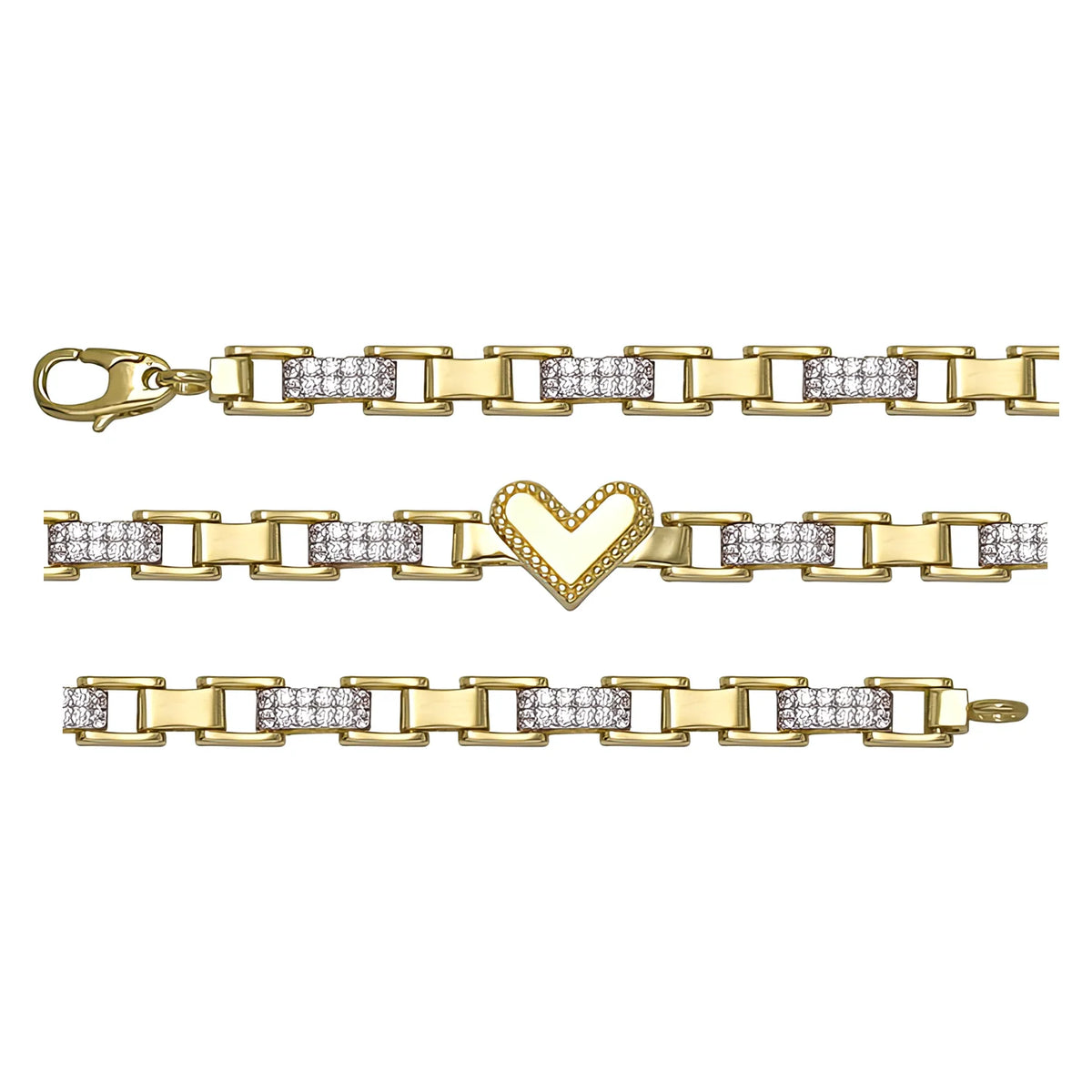 Solid gold mariner bracelet, 9.30 g — shown in three rows across the frame.