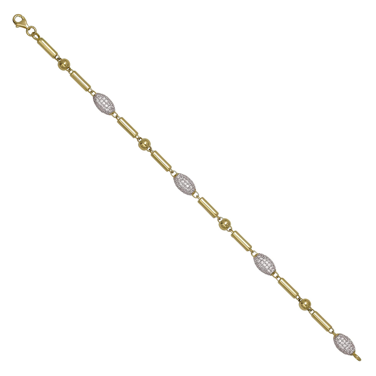 Solid gold bead bracelet, 7.10 g — shown at an angle across the frame.