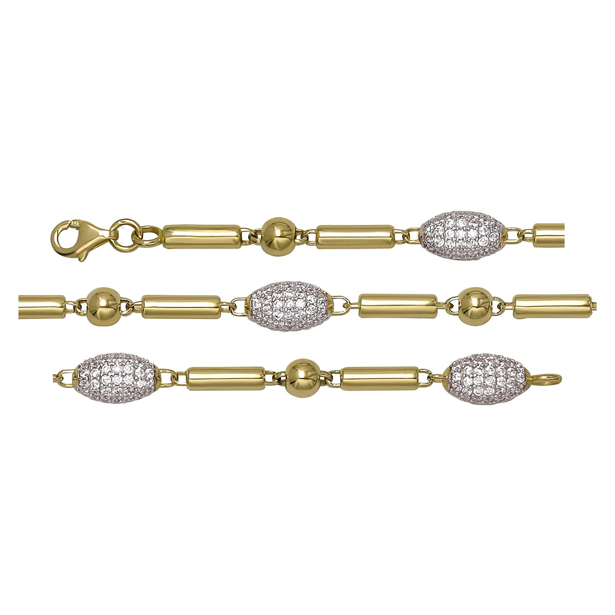 Solid gold bead bracelet, 7.10 g — shown in three rows across the frame.
