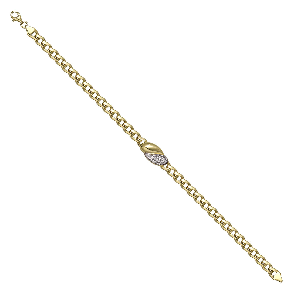 Solid gold curb bracelet, 5.25 g — shown at an angle across the frame.