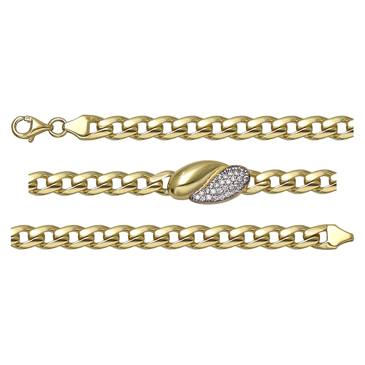 Solid gold curb bracelet, 5.25 g — shown in three rows across the frame.