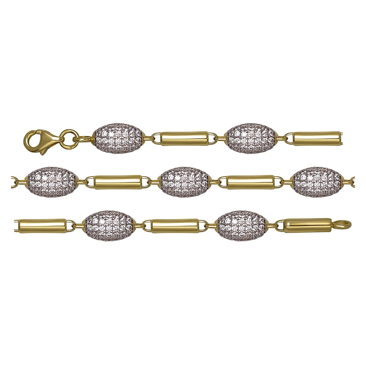 Solid gold bead bracelet, 9.25 g — shown in three rows across the frame.