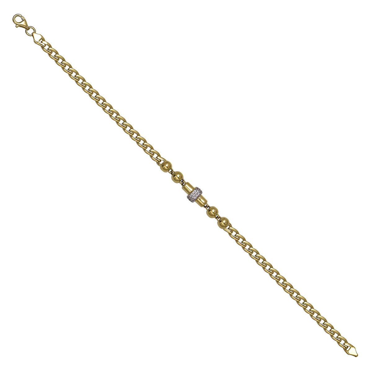 Solid gold bead bracelet, 5.35 g — shown at an angle across the frame.