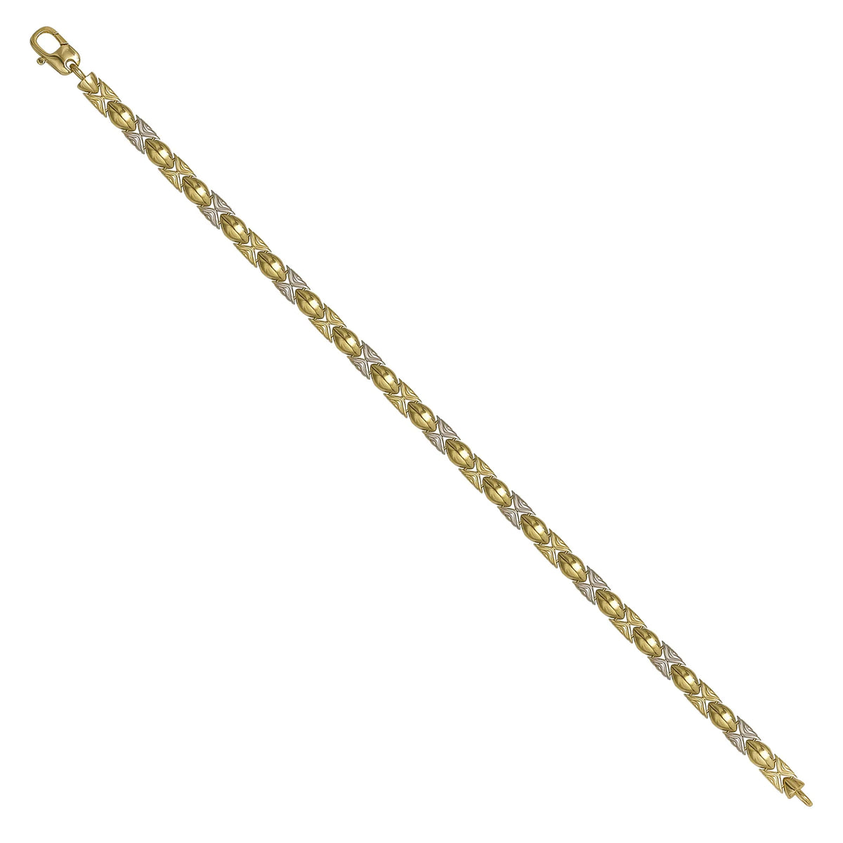 Solid gold fancy link bracelet, 5.95 g — shown at an angle across the frame.