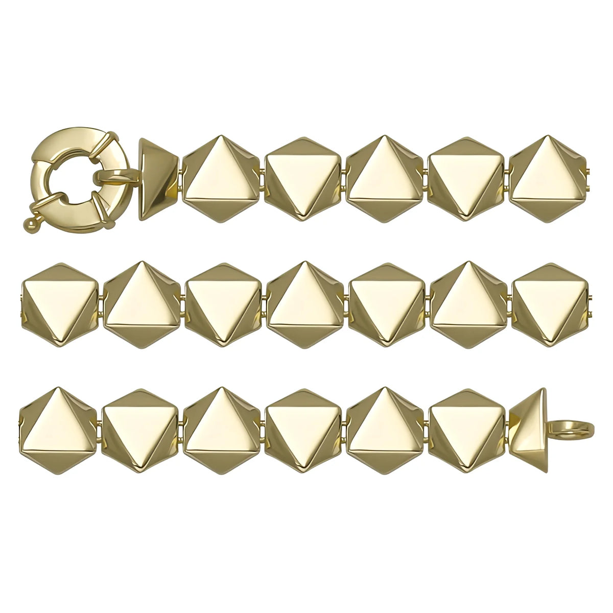 Solid gold bead bracelet, 10.05 g — shown in three rows across the frame.