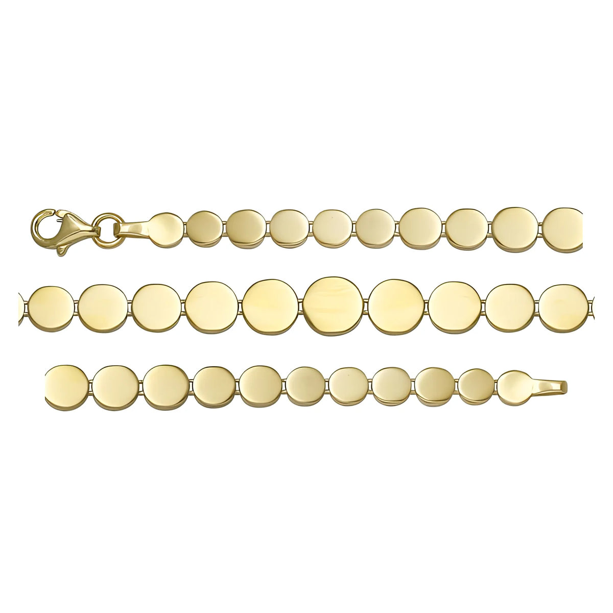Solid gold id bracelet, 3.90 g — shown in three rows across the frame.