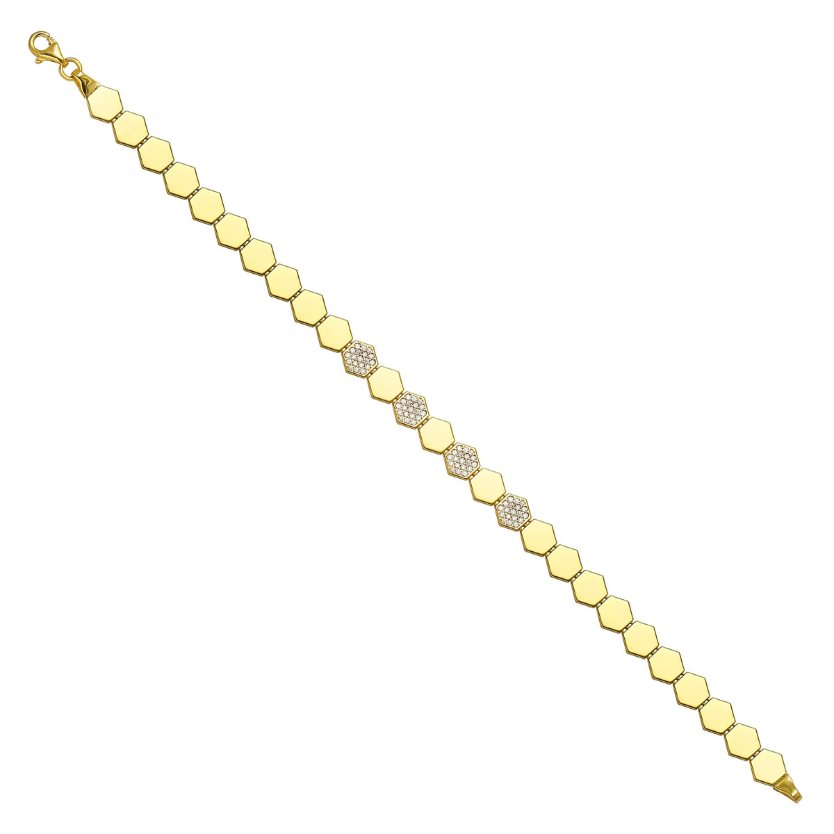 Solid gold honeycomb bracelet, 4.60 g — shown at an angle across the frame.