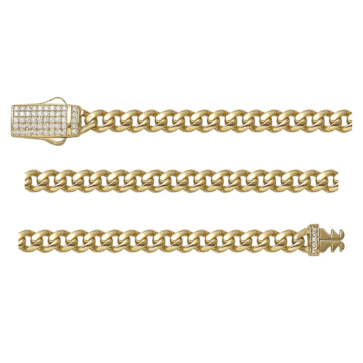 Solid gold curb bracelet, 5.90 g — shown in three rows across the frame.