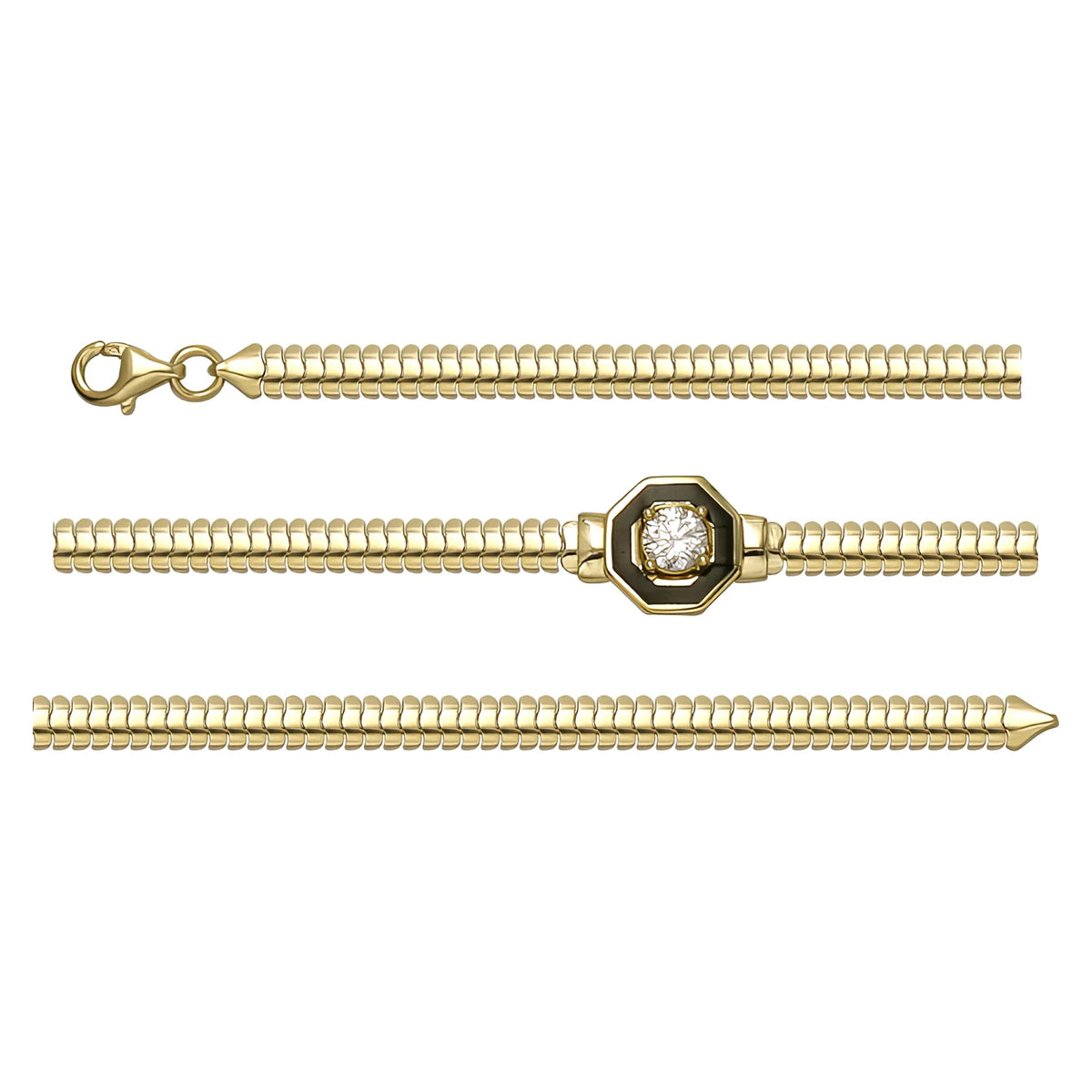 Solid gold braided bracelet, 4.50 g — shown in three rows across the frame.