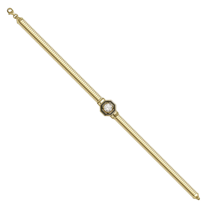 Solid gold braided bracelet, 7.00 g — shown at an angle across the frame.