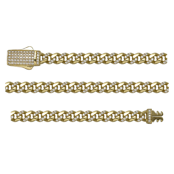 Solid gold curb bracelet, 7.15 g — shown in three rows across the frame.
