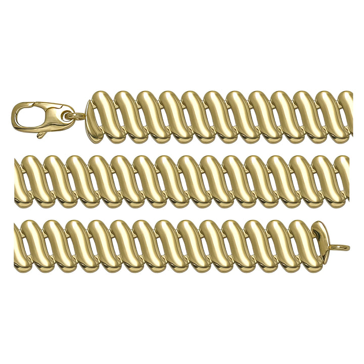 Solid gold braided bracelet, 7.70 g — shown in three rows across the frame.