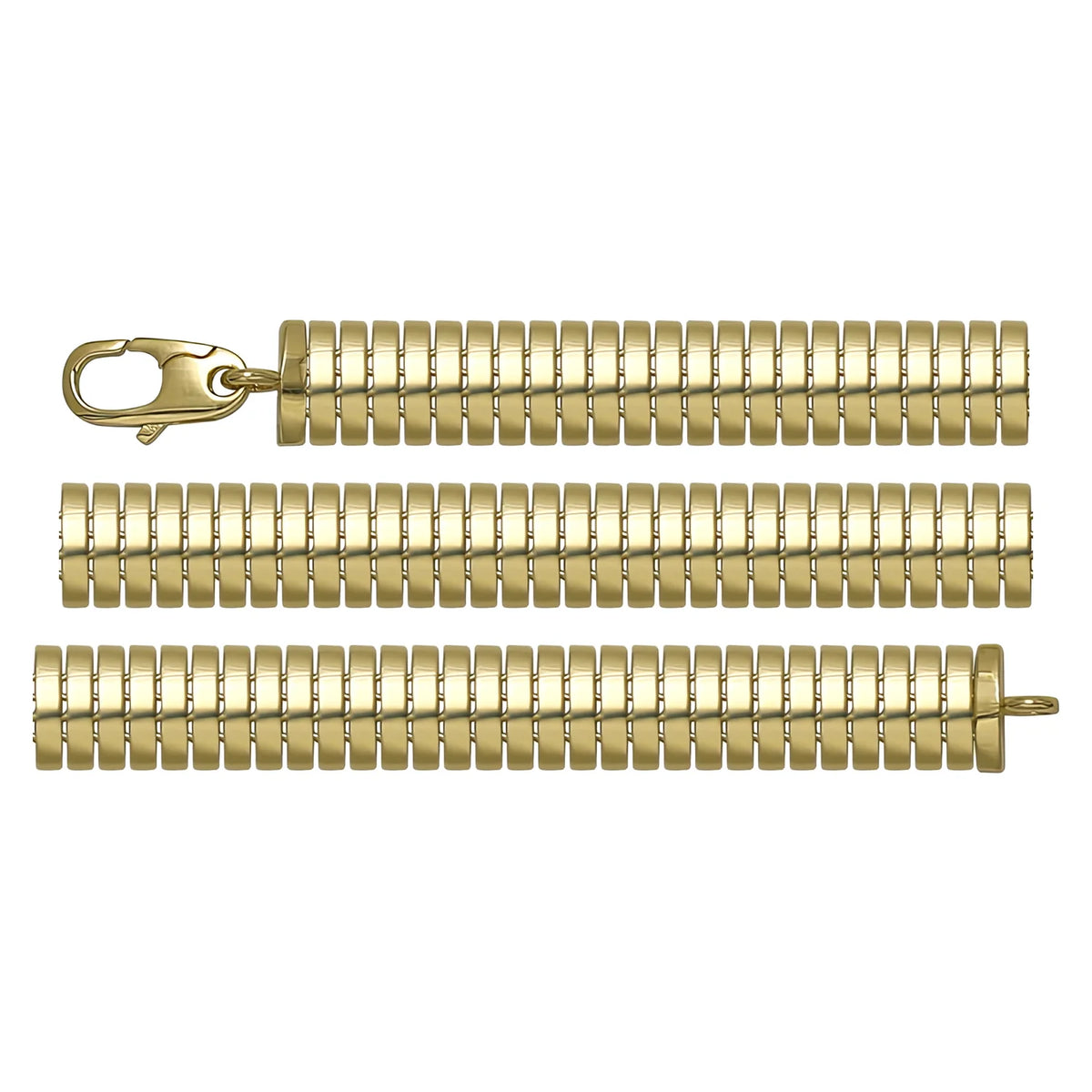 Solid gold braided bracelet, 10.85 g — shown in three rows across the frame.