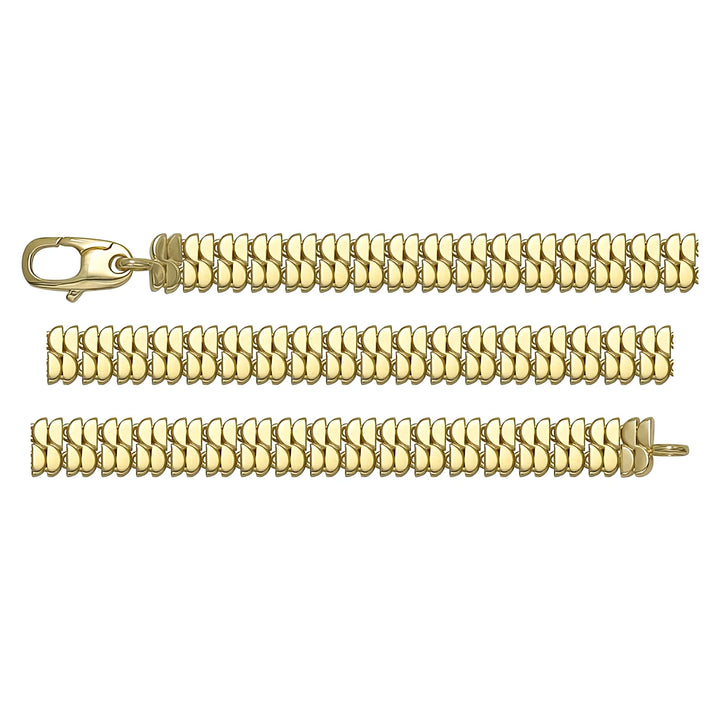 Solid gold braided bracelet, 9.00 g — shown in three rows across the frame.